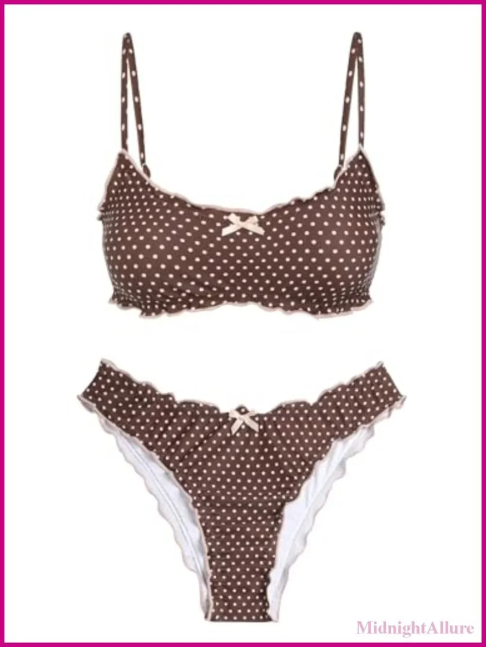 Women's Ruffled Bandeau Bikini Set High Cut Cheeky Bottom UPF 20 Polyester